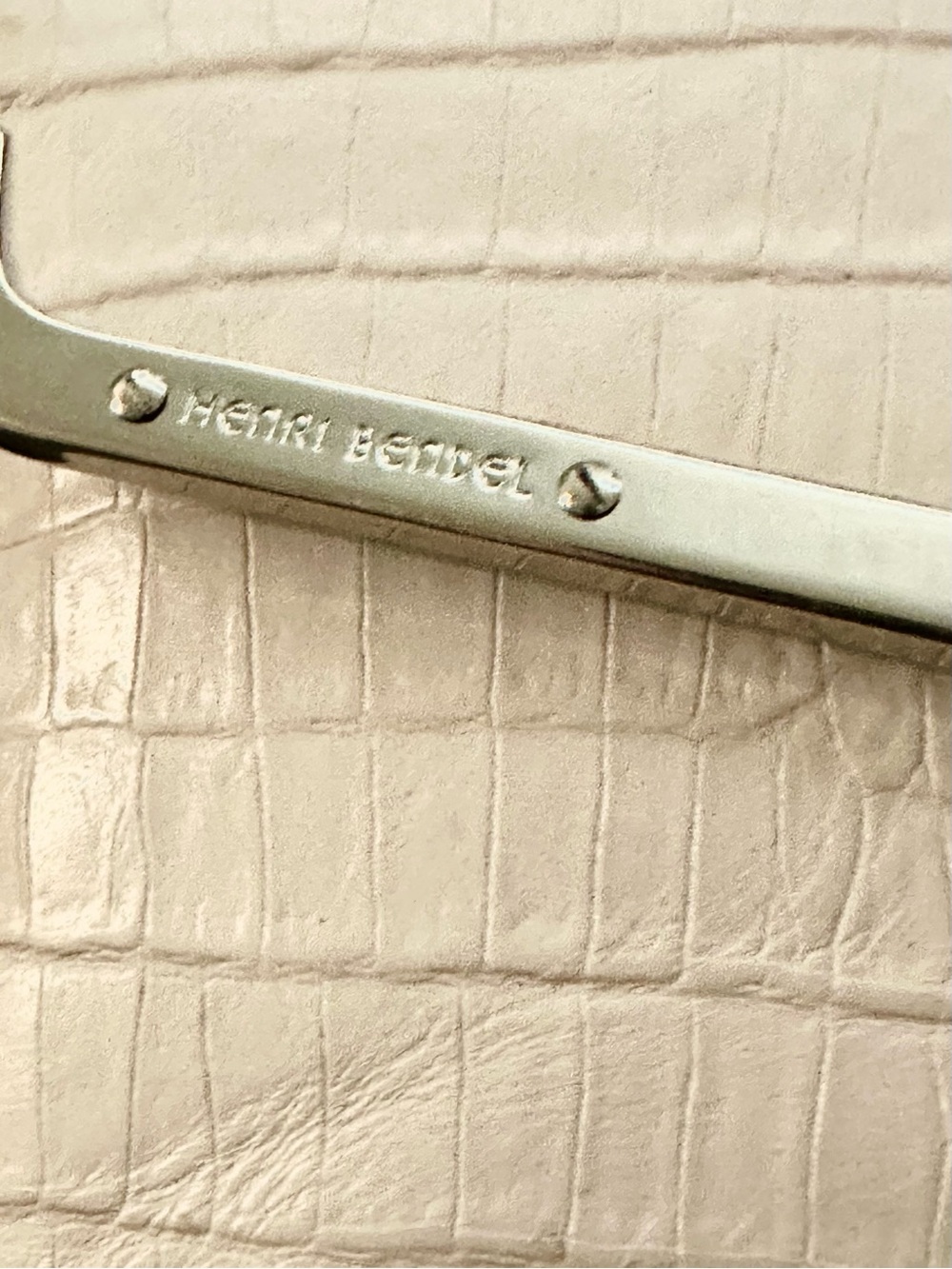 henri bendel “The Deb” Croc-Embossed Leather Wristlet in Pale Pink - Picture 5 of 7